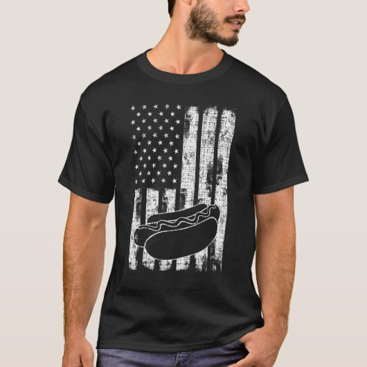 Patriotic July 4th Picnics USA Flag Hotdog Wieners Tシャツ (正面)