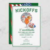 Patriotic Kickoffs & Cocktails Game Day Football 招待状 (正面/裏面)