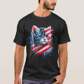 Patriotic kitten or American flag inspired cat  Tシャツ (正面)
