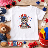 Patriotic Kitten Red White Blue Tシャツ