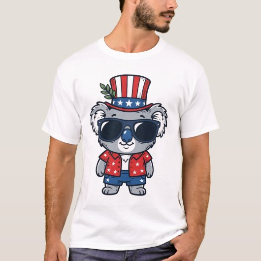 Patriotic Koala Vintage Style Vector Art_1 Tシャツ (正面)
