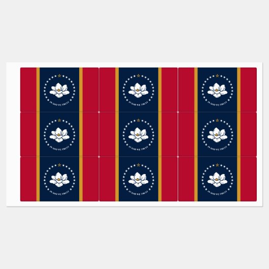 Patriotic labels with flag of Mississippi ラベル (シート)