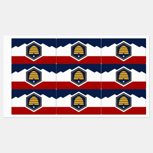 Patriotic labels with flag of Utah, USA ラベル (シート)