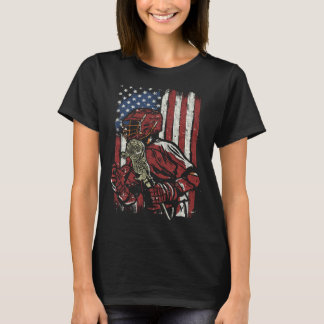 Patriotic Lacrosse Player USA Flag American Lax Tシャツ