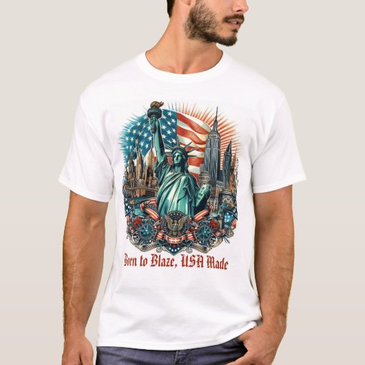 Patriotic Liberty Blaze T-Shirt - USA Made Tシャツ (正面)