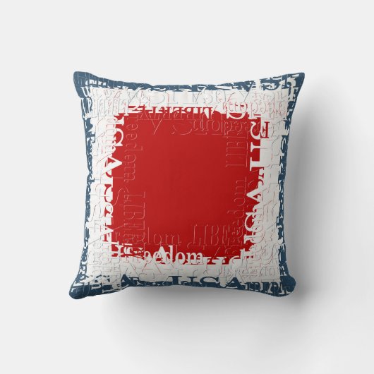 Patriotic Liberty Square Red White & Blue クッション (裏面)