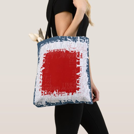 Patriotic Liberty Square Red White & Blue トートバッグ (クローズアップ)