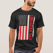 Patriotic Library Book Reading Librarian Dad Ameri Tシャツ (正面)