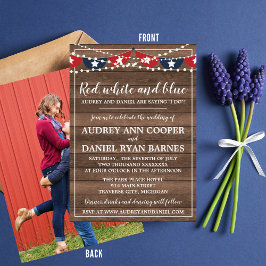 Patriotic Lights7月4日結婚写真 招待状
