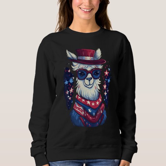 Patriotic Llama 4th Of July スウェットシャツ (正面)