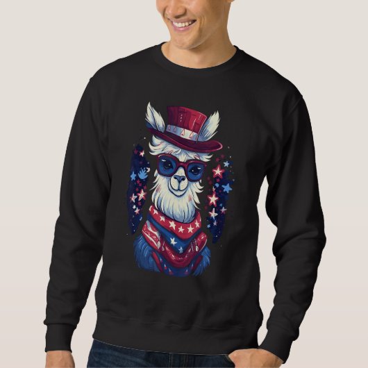 Patriotic Llama 4th Of July スウェットシャツ (正面)