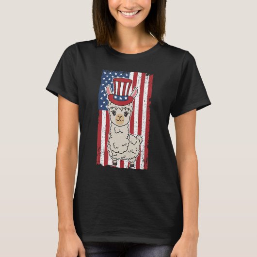 Patriotic Llama  July 4th For Men Women Animal  2 Tシャツ (正面)
