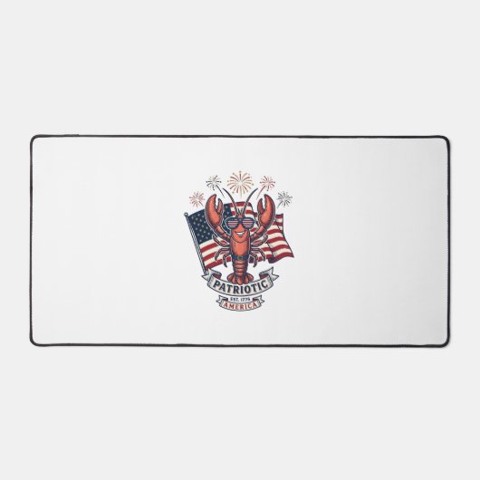 Patriotic Lobster Flag Vintage Engraving T-Shirt_1 デスクマット (正面)