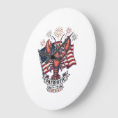Patriotic Lobster Flag Vintage Engraving T-Shirt_1 ラージ壁時計 (傾斜)