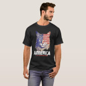 Patriotic Maine Coon Face Independence Day Feline  Tシャツ (正面フル)