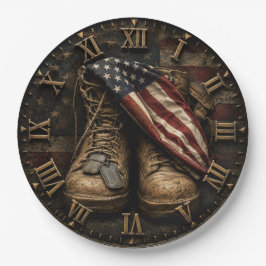 Patriotic Military Boots American Veteran Memorial ペーパープレート