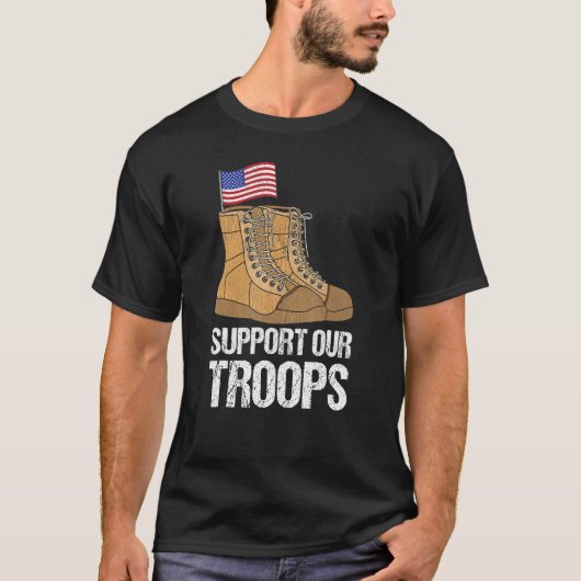 Patriotic Military Support Our Troops Tシャツ (正面)
