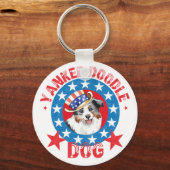 Patriotic Miniature American Shepherd キーホルダー (正面)