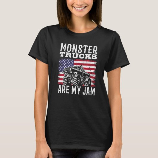 Patriotic Monster Truck Are My Jam Truck  american Tシャツ (正面)