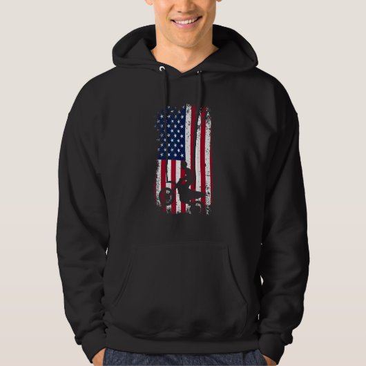 Patriotic Motocrosser Dirt Bike American Flag Mo パーカ (正面)