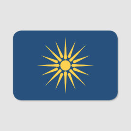 Patriotic name tag with flag of Macedonia, Greece 名札