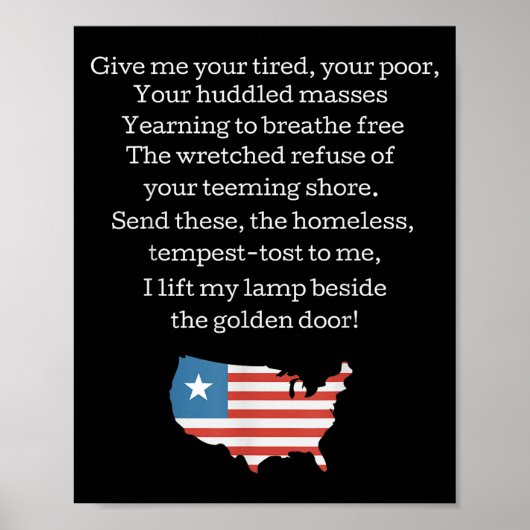 Patriotic New Colossus Emma Lazarus Quote Usa Gift ポスター (正面)