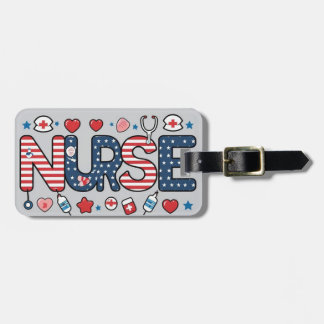 Patriotic Nurse Luggage Tag – USA Flag Medical Des ラゲッジタグ