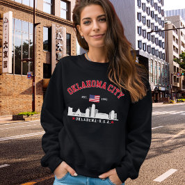 Patriotic Oklahoma City Flag & Skyline Hoodie スウェットシャツ