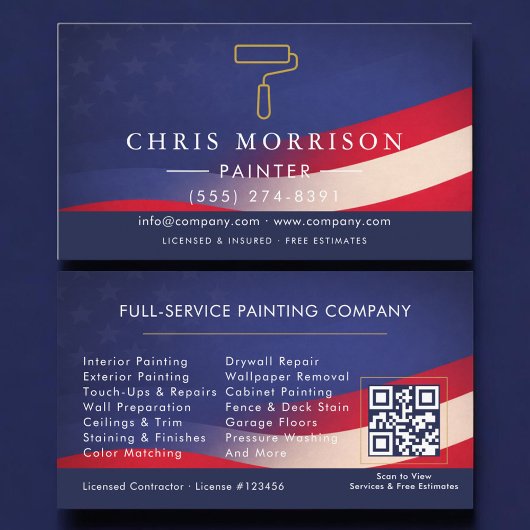 Patriotic Painter Contractor QR Code 名刺