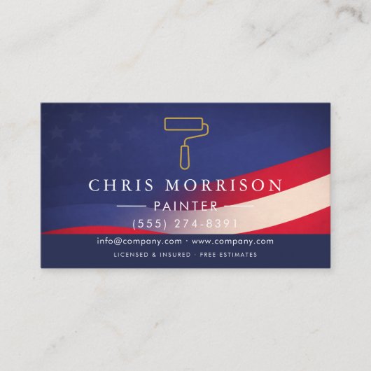 Patriotic Painter Contractor QR Code 名刺 (正面)