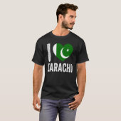 Patriotic Pakistani Pakistan Flag I Love Karachi Tシャツ (正面フル)