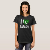 Patriotic Pakistani Pakistan Flag I Love Karachi Tシャツ (正面フル)