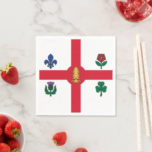 Patriotic paper napkins with flag of Montreal スタンダードカクテルナプキン (インサイチュ)
