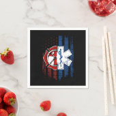 Patriotic Paramedic Firefighter EMT USA Flag EMS スタンダードカクテルナプキン (インサイチュ)