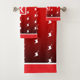 Patriotic Pattern with Monogram on RED Gradient  バスタオルセット