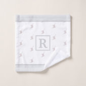 Patriotic Pattern with Monogram on WHITE and GREY バスタオルセット (ウォッシュタオル)