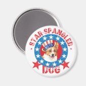 Patriotic Pembroke Welsh Corgi マグネット (正面/裏面)