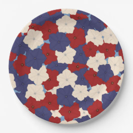 Patriotic Petunias Paper Plates ペーパープレート
