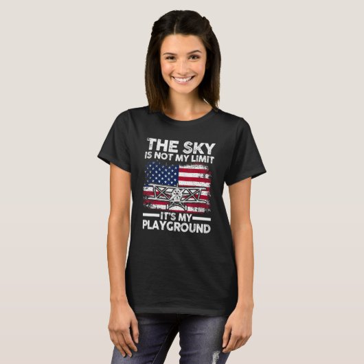 Patriotic Pilot The Sky Is Not My Limit It's My Pl Tシャツ (正面フル)