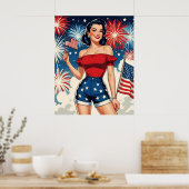 Patriotic Pin-Up Girl – Retro 4th of July Style ポスター (キッチン)