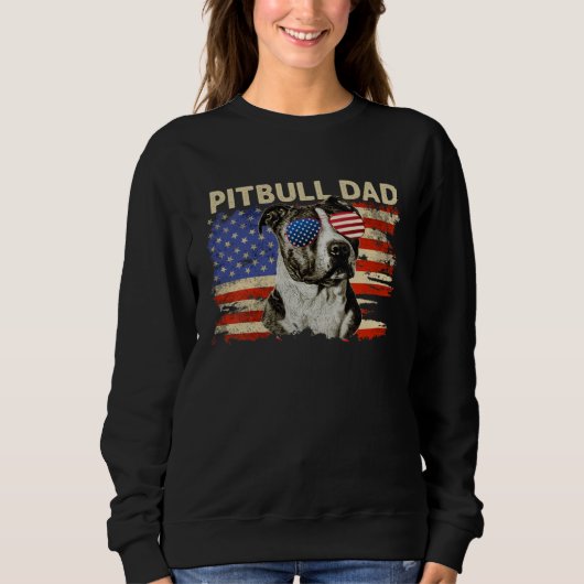 Patriotic Pitbull Dad  4th of July American Flag U スウェットシャツ (正面)