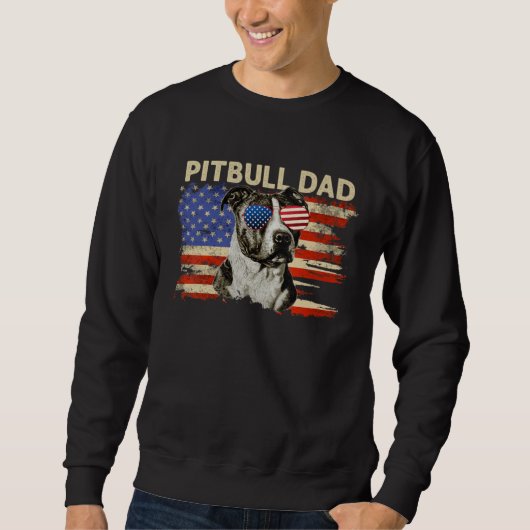 Patriotic Pitbull Dad  4th of July American Flag U スウェットシャツ (正面)
