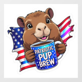 Patriotic Pup Brew' Holographic GOP Decal ウィンドウサイン