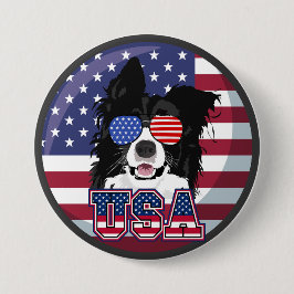 Patriotic Pup USA 缶バッジ