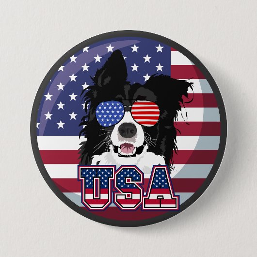 Patriotic Pup USA 缶バッジ (正面)