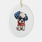 Patriotic Puppy - Style 13 セラミックオーナメント (右)