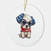 Patriotic Puppy - Style 13 セラミックオーナメント (左)
