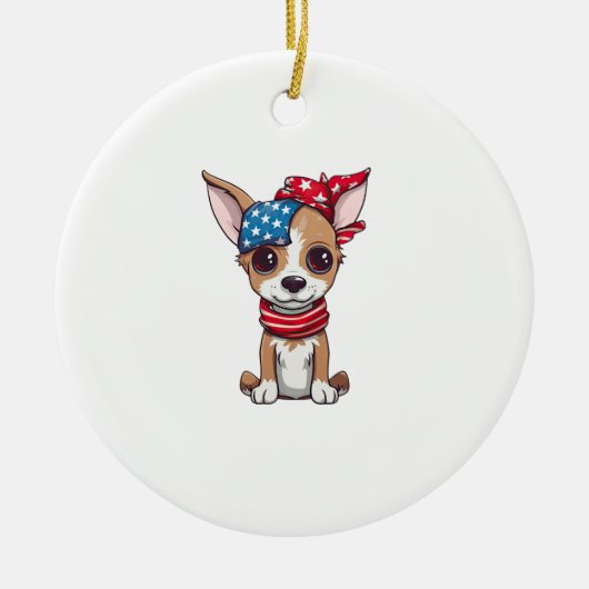 Patriotic Puppy - Style 4 セラミックオーナメント (正面)