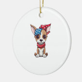Patriotic Puppy - Style 4 セラミックオーナメント (左)