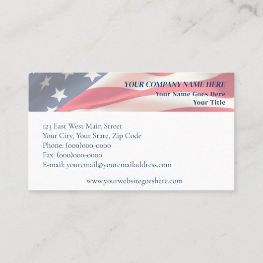 Patriotic Real Estate with House and Keys 名刺 (裏面)